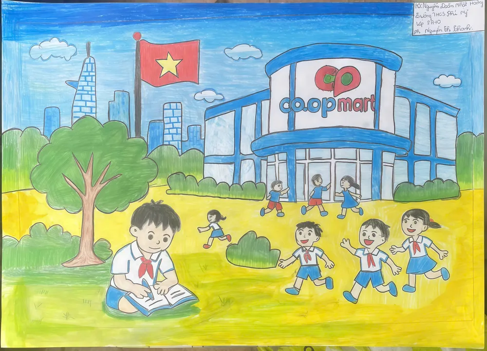 Saigon Co.op tổ chức cuộc thi vẽ “Cùng Co.opmart lớn lên” với tổng học bổng trị giá 100 triệu đồng Hình 4 bức tranh tham dự cuộc thi vẽ Cùng Co.opmart lớn lên do bé Nhật Hoàng - THCS Phú Mỹ tham gia.jpg