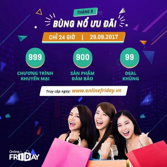 999 chương trình khuyến mãi khủng trong ngày Online Friday