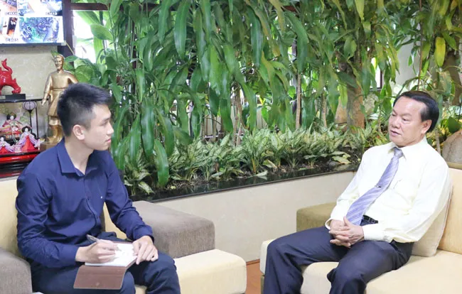 Ông Lê Thanh Thuấn - Chủ tịch HĐQT Tập đoàn Sao Mai trả lời phỏng vấn.