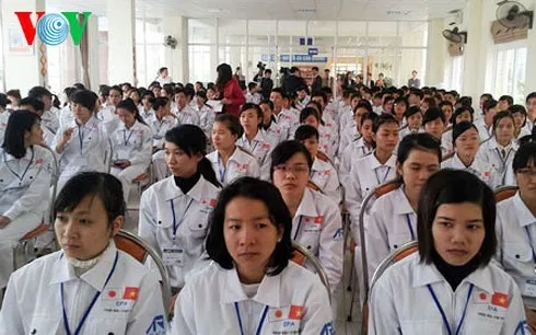 Các ứng viên tham gia khóa đào tạo tiếng Nhật để được lựa chọn sang Nhật Bản làm việc trong lĩnh vực y tế