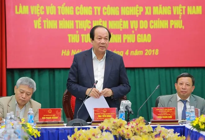 Bộ trưởng, Chủ nhiệm Văn phòng Chính phủ Mai Tiến Dũng phát biểu tại buổi làm việc. (Ảnh: Dương Giang/TTXVN)