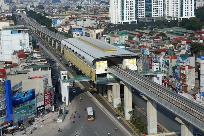 Nhà ga của tuyến đường sắt đô thị Cát Linh-Hà Đông. (Ảnh: Huy Hùng/TTXVN)