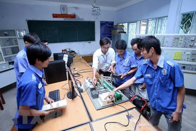 Lớp học điện tử công nghiệp tại Trường Cao đẳng nghề Ninh Thuận. Ảnh minh họa. (Ảnh: Anh Tuấn/TTXVN)