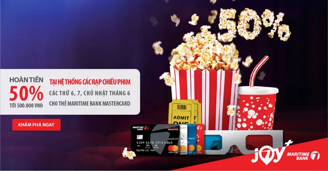Thưởng thức phim bom tấn với ưu đãi hoàn tiền 50% từ Maritime Bank
