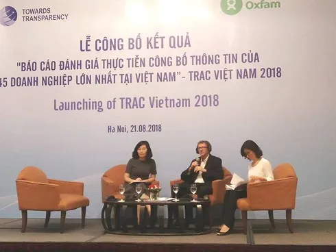Lễ công bố báo cáo đánh giá thực tiễn công bố thông tin của 45 doanh nghiệp lớn nhất Việt Nam.