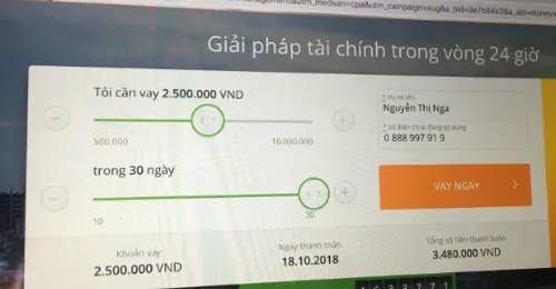 Cho vay tiền trực tuyến lãi suất 720% mỗi năm