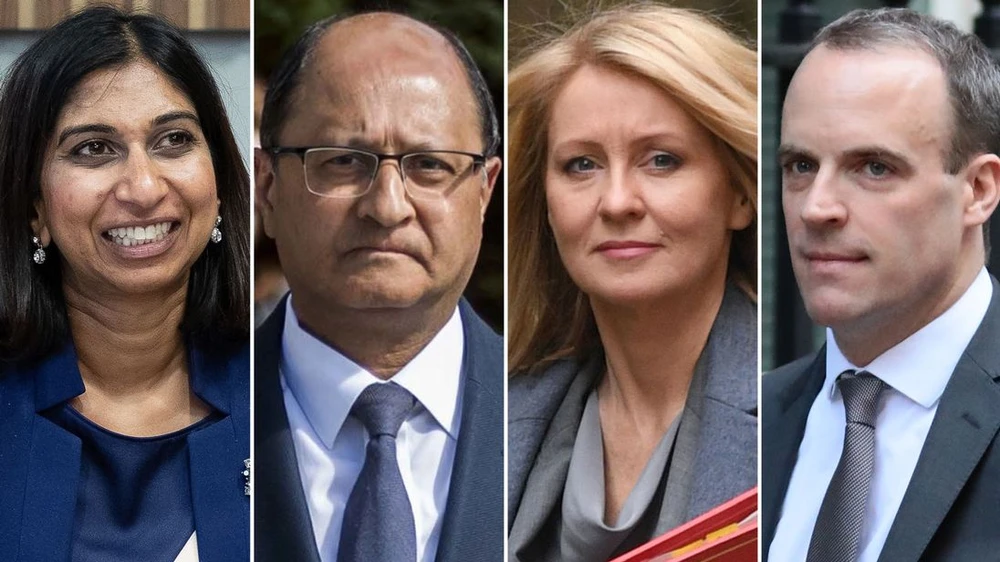 Từ trái qua lần lượt là Suella Braverman, Shailesh Vara, Esther McVey và Dominic Raab