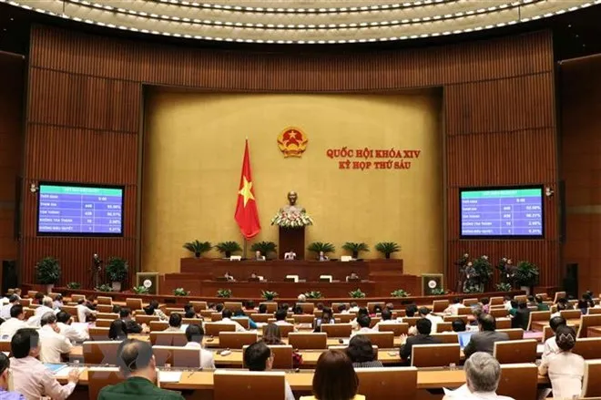 Toàn cảnh Quốc hội biểu quyết thông qua Nghị quyết về phân bổ ngân sách trung ương năm 2019 ngày 14/11. (Ảnh: Văn Điệp/TTXVN)