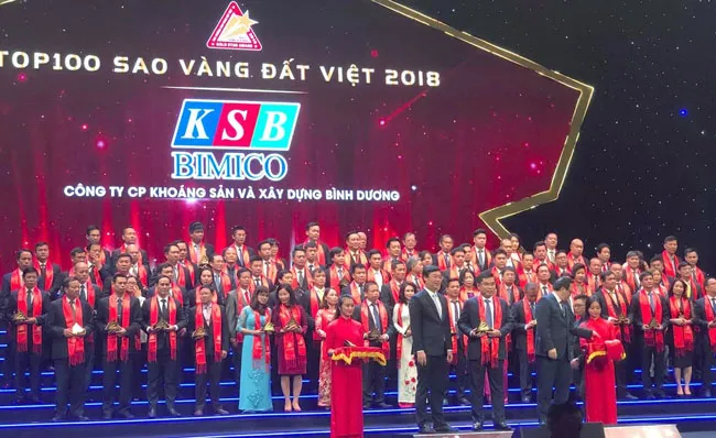 KSB vinh dự nằm trong Giải Top 100 Sao Vàng Đất Việt 2018.