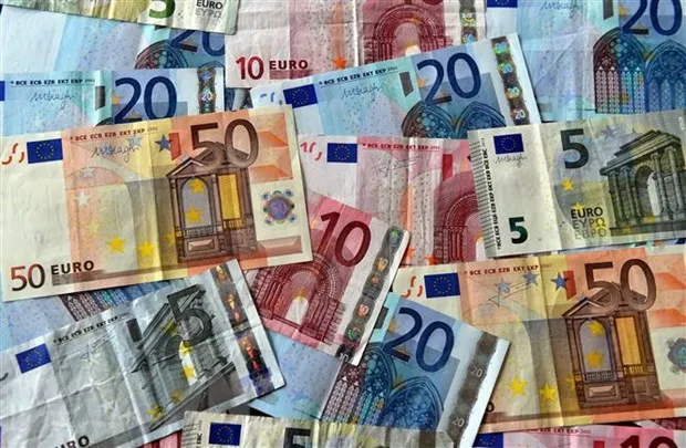 Các đồng tiền giấy euro. (Nguồn: AFP/TTXVN)