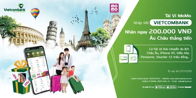Cùng Vietcombank mở Ví MoMo: trúng thưởng du lịch Châu Âu ảnh 1 Cùng Vietcombank mở Ví MoMo: trúng thưởng du lịch Châu Âu ảnh 1