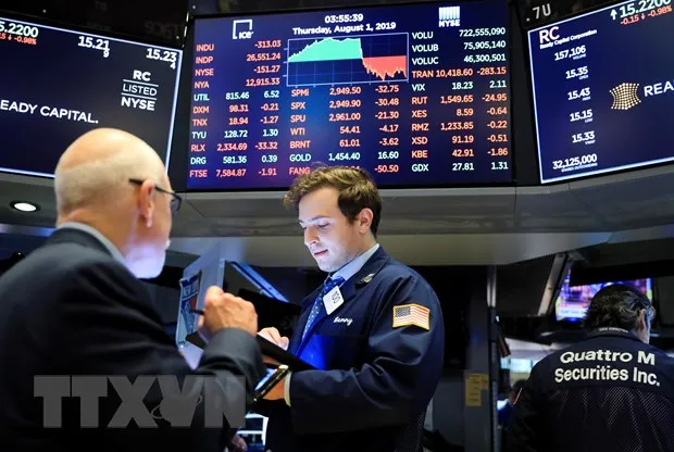 Giao dịch viên tại Sàn giao dịch chứng khoán New York, Mỹ, ngày 1/8/2019. (Nguồn: AFP/TTXVN)