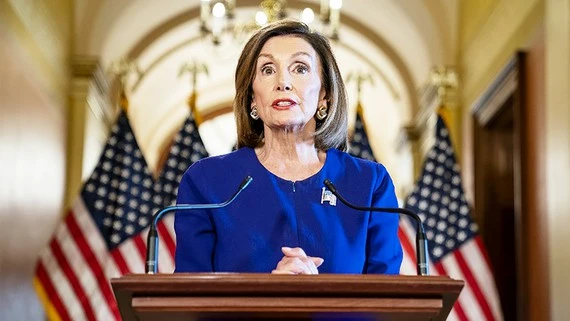 Chủ tịch Hạ viện Mỹ Nancy Pelosi thông báo sẽ tiến hành điều tra luận tội đối với Tổng thống Donald Trump. Ảnh: Getty Images