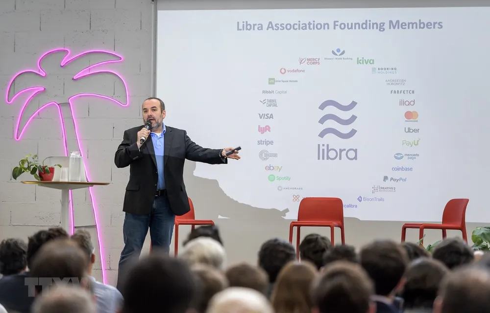 Đồng tiền số Libra được giới thiệu tại cuộc họp báo ở Geneva, Thụy Sỹ, ngày 26/9. (Nguồn: AFP/TTXVN)