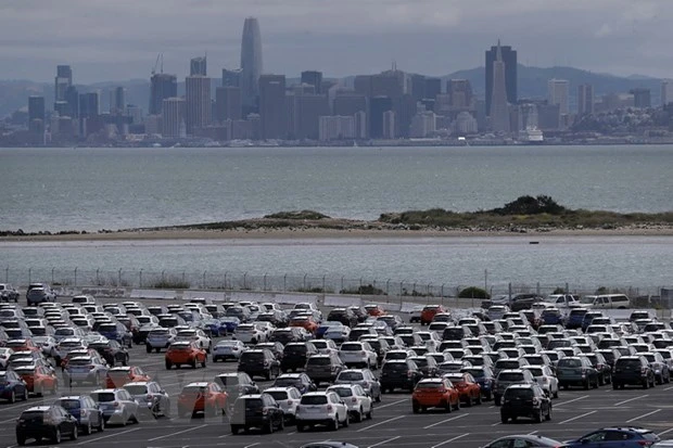 Ôtô mới tại kho bãi gần cảng Richmond, bang California của Mỹ. (Ảnh: AFP/TTXVN)