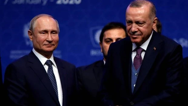 Tổng thống Nga Vladimir Putin và người đồng cấp Thổ Nhĩ Kỳ Tayip Erdogan, ngày 8/1. (Nguồn: Reuters)