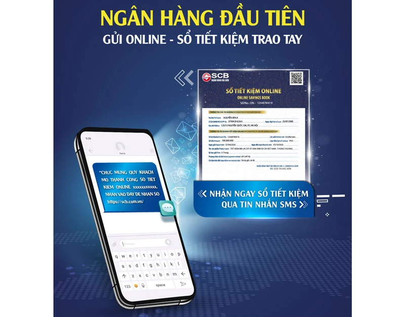 SCB tiên phong triển khai gửi sổ tiết kiệm online qua SMS