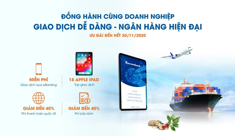 Sacombank dành 8 tỷ đồng ưu đãi phí doanh nghiệp và cá nhân