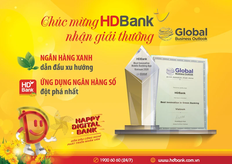 HDBank nhận giải Triển vọng Kinh doanh Toàn cầu năm 2020