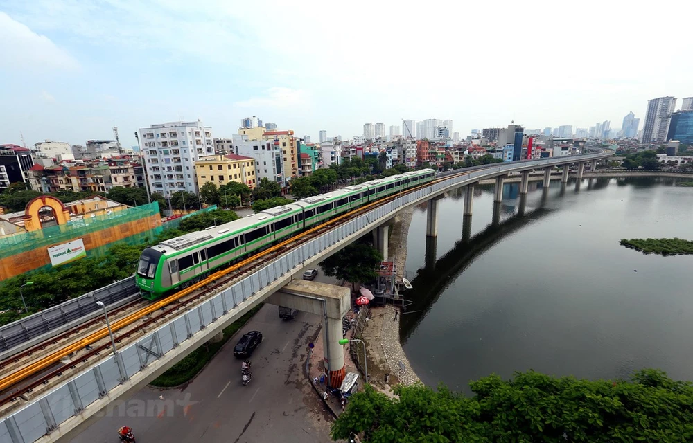 Dự án đường sắt đô thị Cát Linh-Hà Đông có thể vận hành thương mại cuối tháng 4/2021. (Ảnh: Huy Hùng/Vietnam+)