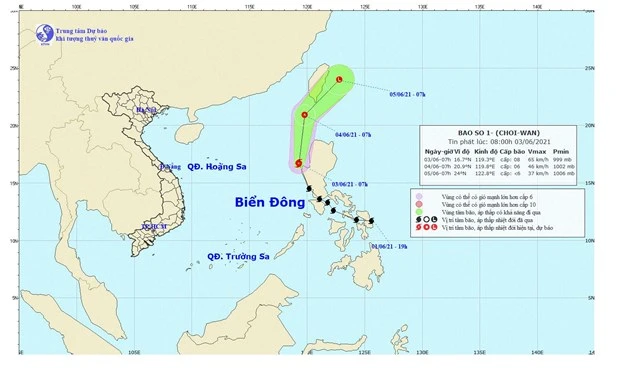 Hình ảnh vị trí, đường đi của bão Choi-Wan. (Nguồn: nchmf.gov.vn)