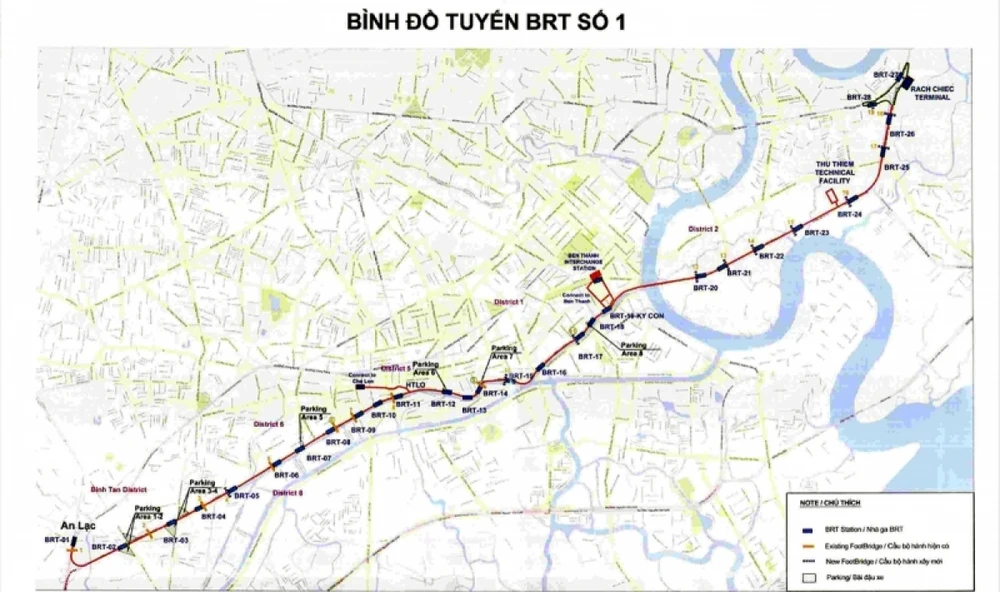 Bình đồ tuyến buýt xanh chất lượng cao - ảnh chụp màn hình