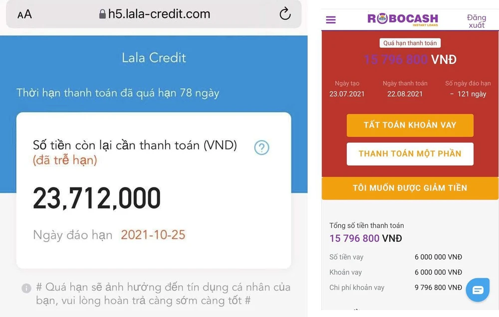 Các app cho vay nặng lãi