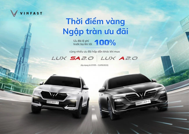 3 tuần nhận loạt ưu đãi và giảm 50% lệ phí trước bạ khi mua xe VinFast