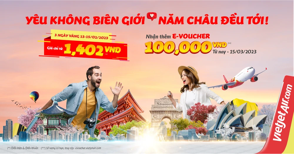 Vietjet khuyến mại hàng trăm ngàn vé giá từ 1.402 đồng