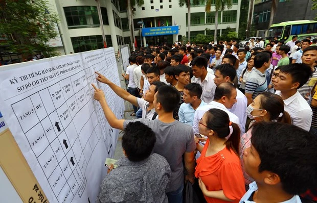 Lao động tham gia kỳ thi tiếng Hàn để sang Hàn Quốc làm việc. (Ảnh minh họa: PV/Vietnam+)