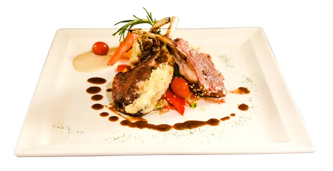 Trừu nướng phô mai xanh salad diêm mạch Trừu nướng phô mai xanh salad diêm mạch