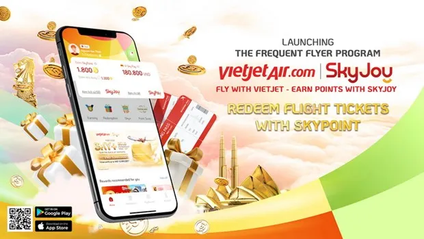 Đăng ký trở thành Hội viên Vietjet SkyJoy, khách hàng dễ dàng tích điểm SkyPoint trên mỗi 10.000 VNĐ chi tiêu. Đăng ký trở thành Hội viên Vietjet SkyJoy, khách hàng dễ dàng tích điểm SkyPoint trên mỗi 10.000 VNĐ chi tiêu.