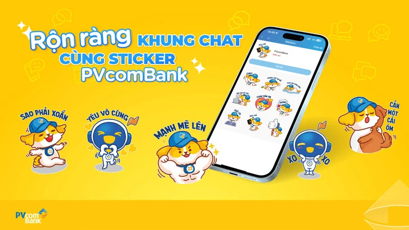 PVcomBank triển khai sticker thương hiệu trên các nền tảng Zalo, Messenger, Viber, Telegram.