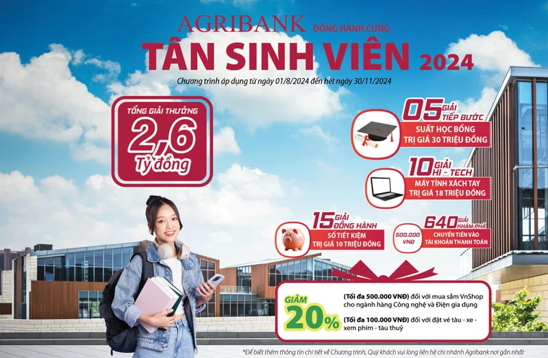 Agribank dành 2,6 tỷ đồng tặng tân sinh viên 2024