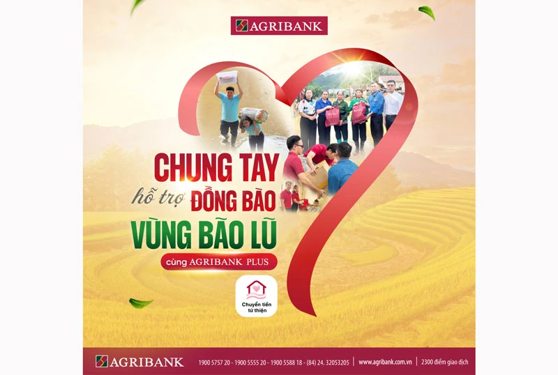 Chuyển tiền ủng hộ đồng bào bị ảnh hưởng bão, lũ trên Agribank Plus