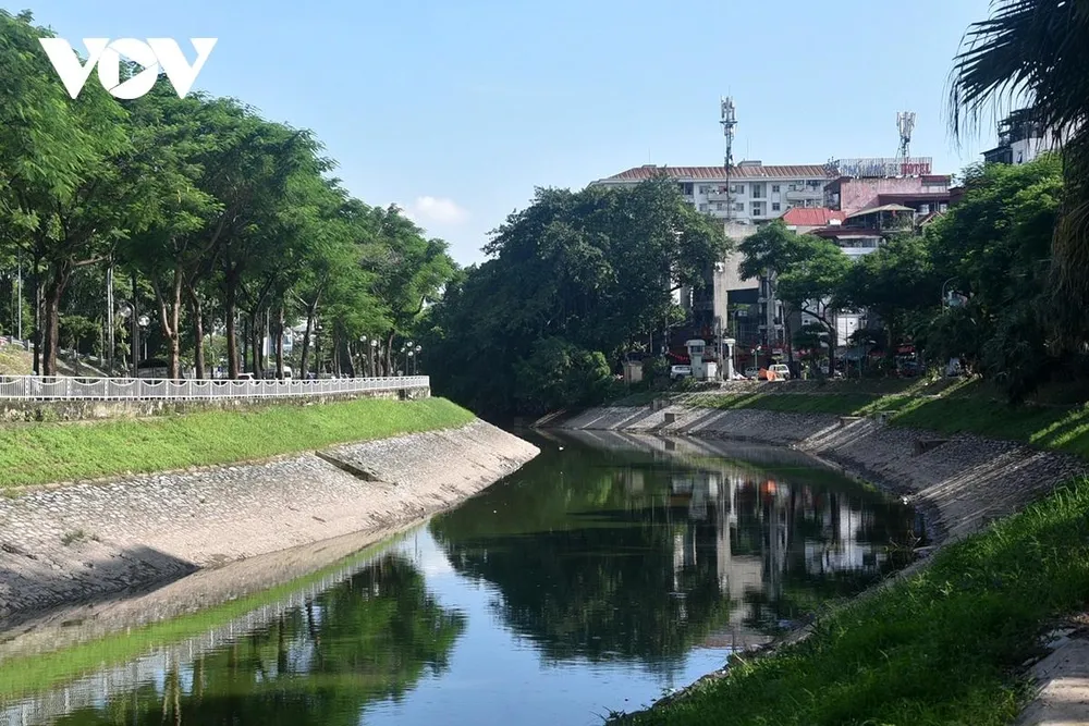 Dòng sông phẳng lặng, cỏ cây ven sông xanh tốt Dòng sông phẳng lặng, cỏ cây ven sông xanh tốt
