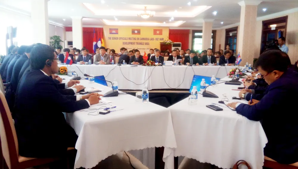 Quang cảnh Hội nghị Quan chức Cấp cao Som Khu vực Tam giác phát triển Campuchia - Lào - Việt Nam sáng 19- 12 