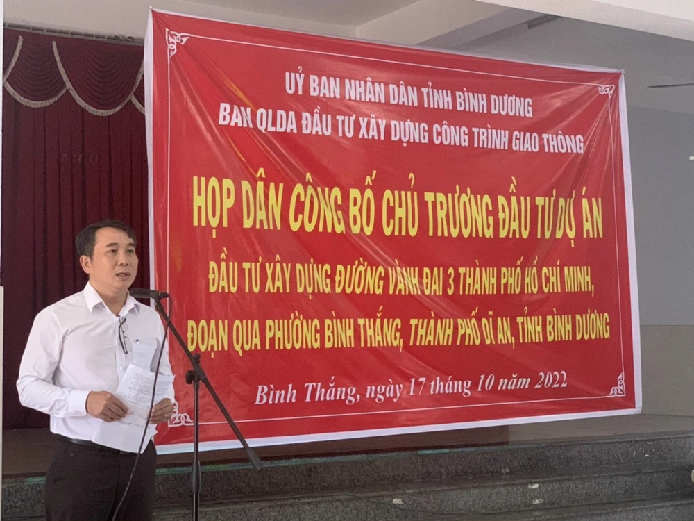 Đại diện Ban Quản lý dự án đầu tư xây dựng công trình giao thông Bình Dương thông tin về dự án