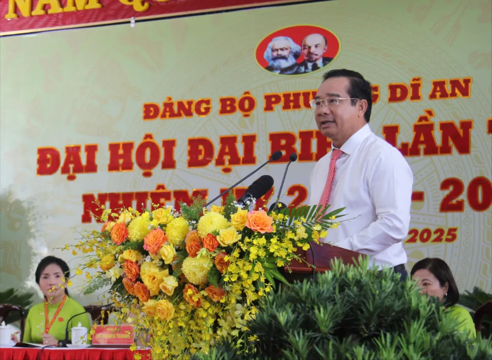 Chủ tịch UBND TPHCM Nguyễn Văn Được phát biểu chỉ đạo tại Đại hội. Ảnh: XUÂN TRUNG IMG_0075.JPG