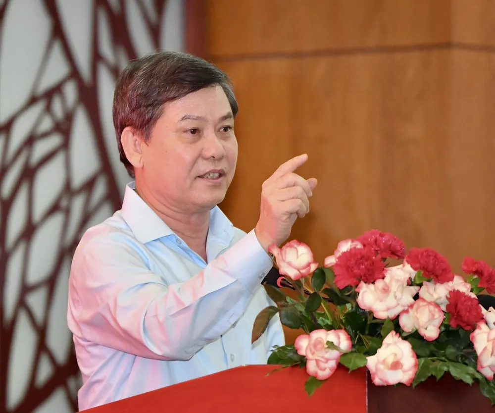 Viện trưởng Viện KSND Tối cao Lê Minh Trí phát biểu tại hội nghị. Ảnh: VIỆT DŨNG