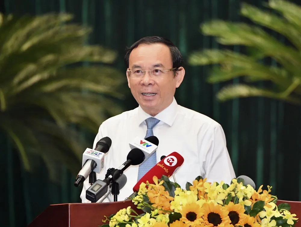 Bí thư Thành ủy TPHCM Nguyễn Văn Nên phát biểu tại hội nghị. Ảnh: VIỆT DŨNG Bí thư Thành ủy TPHCM Nguyễn Văn Nên phát biểu tại hội nghị. Ảnh: VIỆT DŨNG