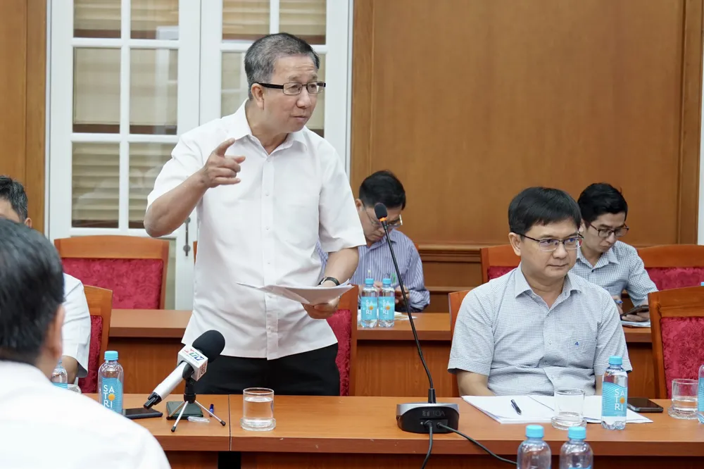 Phó Trưởng Ban Tuyên giáo Thành ủy TPHCM Phạm Đức Hải phát biểu tại buổi làm việc. Ảnh: HOÀNG HÙNG Phó Trưởng Ban Tuyên giáo Thành ủy TPHCM Phạm Đức Hải phát biểu tại buổi làm việc. Ảnh: HOÀNG HÙNG