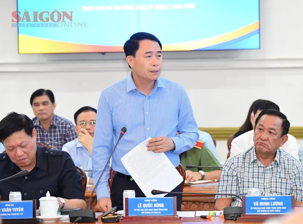 Thứ trưởng Bộ Công an Lê Quốc Hùng phát biểu. Ảnh: VIỆT DŨNG Thứ trưởng Bộ Công an Lê Quốc Hùng phát biểu. Ảnh: VIỆT DŨNG