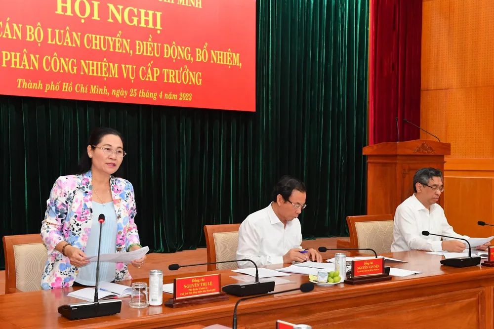 Phó Bí thư Thành ủy, Chủ tịch HĐND TPHCM Nguyễn Thị Lệ phát biểu tại buổi gặp mặt. Ảnh: VIỆT DŨNG