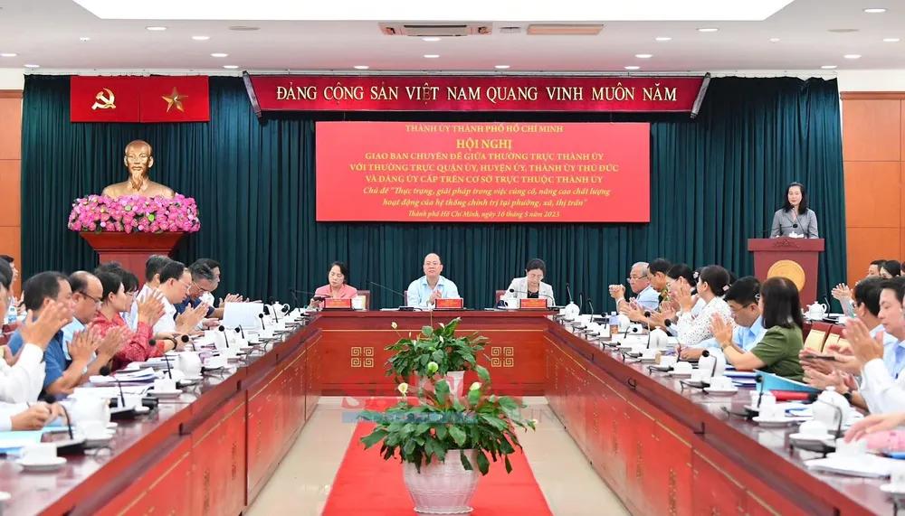 Thành ủy TPHCM tổ chức hội nghị giao ban chuyên đề. Ảnh: VIỆT DŨNG Thành ủy TPHCM tổ chức hội nghị giao ban chuyên đề. Ảnh: VIỆT DŨNG