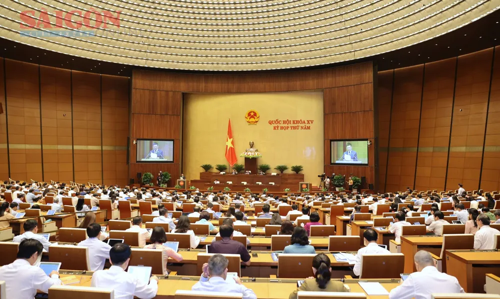 Sáng 23-5, Quốc hội tiếp tục phiên làm việc tại hội trường. Ảnh: QUANG PHÚC