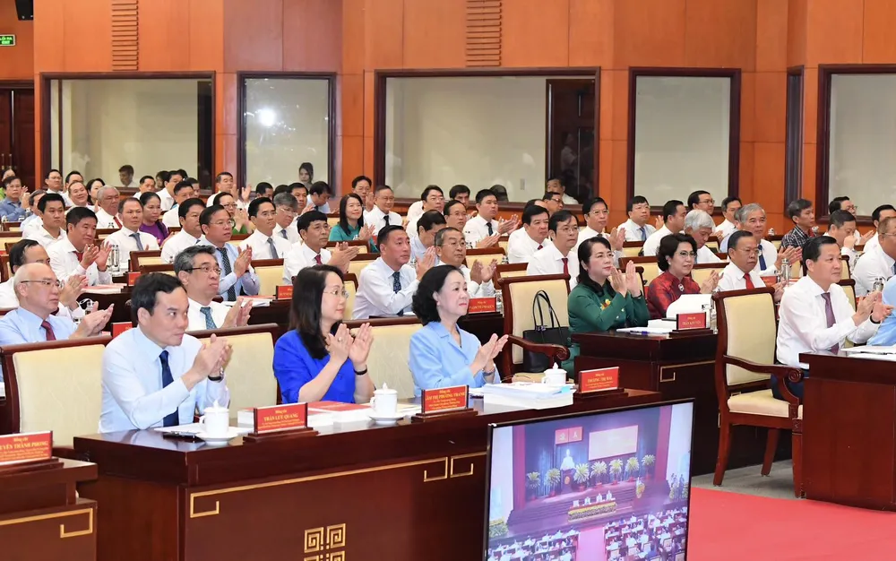 Đại biểu dự hội nghị sơ kết. Ảnh: VIỆT DŨNG Đại biểu dự hội nghị sơ kết. Ảnh: VIỆT DŨNG