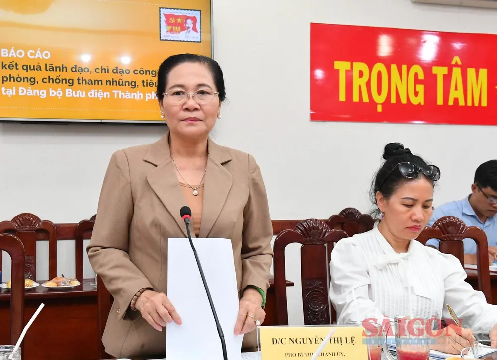 Đồng chí Nguyễn Thị Lệ đề nghị tăng cường thực hiện công tác kiểm tra, giám sát của Đảng trong công tác PCTN-TC. Ảnh: VIỆT DŨNG Đồng chí Nguyễn Thị Lệ đề nghị tăng cường thực hiện công tác kiểm tra, giám sát của Đảng trong công tác PCTN-TC. Ảnh: VIỆT DŨNG