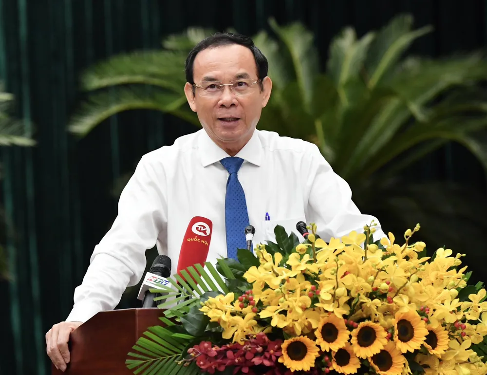Bí thư Thành ủy TPHCM phát biểu tại kỳ họp. Ảnh: VIỆT DŨNG