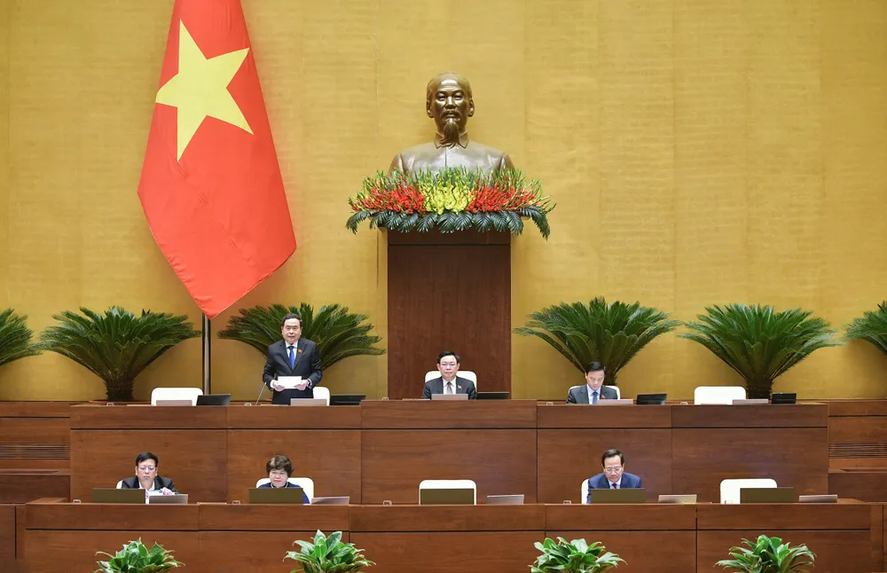 Quốc hội thảo luận ở hội trường về dự án Luật Bảo hiểm xã hội (sửa đổi). Ảnh: VIẾT CHUNG Quốc hội thảo luận ở hội trường về dự án Luật Bảo hiểm xã hội (sửa đổi). Ảnh: VIẾT CHUNG